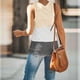 thumbnail image 3 of Puntoco Mujeres Casual Corto Sin Mangas Cuello en V Raya Suelta Camiseta Blusa tops Chaleco Puntoco Puntoco-687, 3 of 6