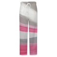 thumbnail image 5 of Pink White Abstract Stripes Winter Female Pants Flannel High Waist Women Pants Lady Warm Straight Leg Plush Trousers, 5 of 7