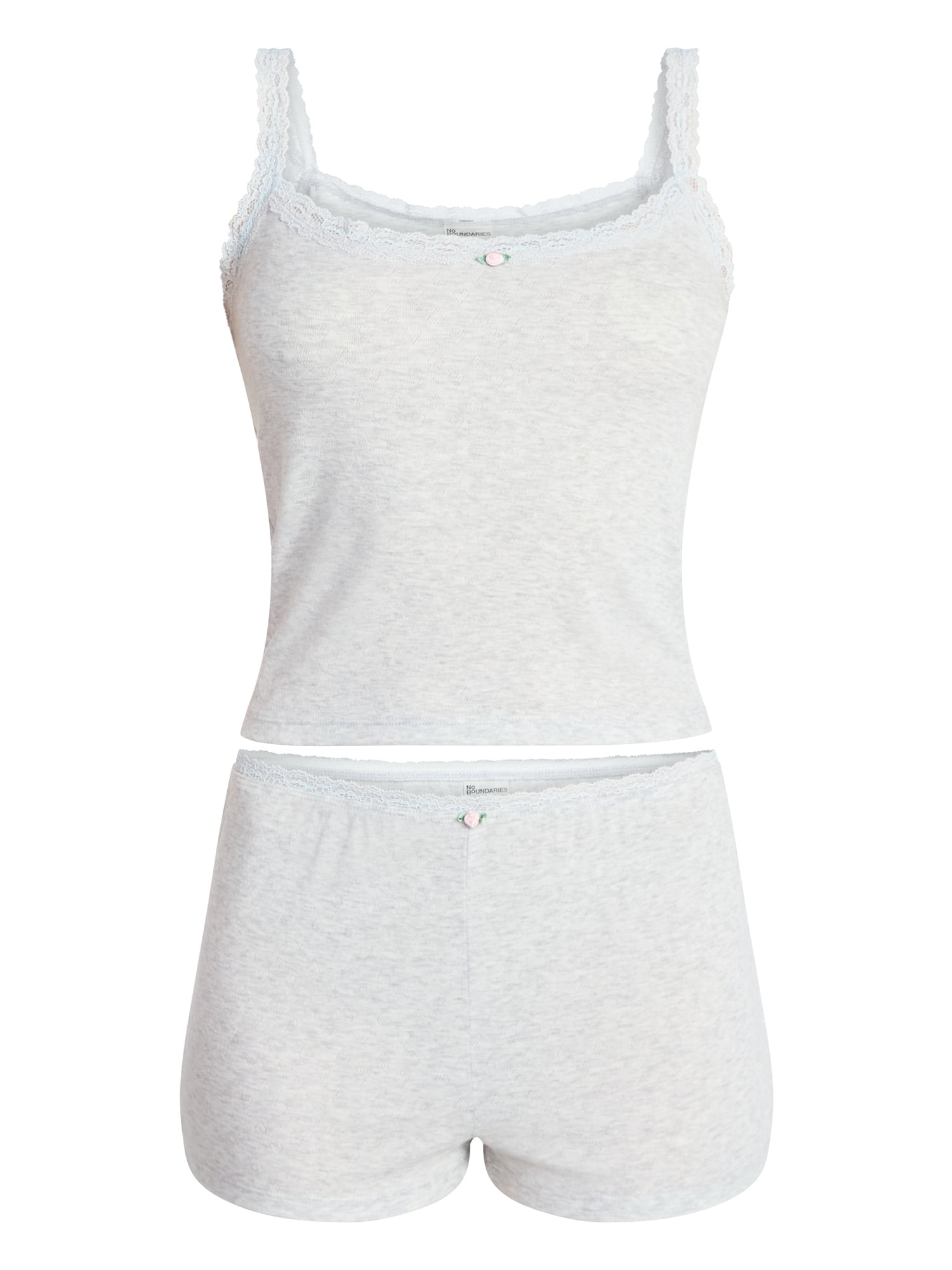 No Boundaries Sleep Pointelle Cami and Shorts Set, 2-Piece, Women’s XXS-3X