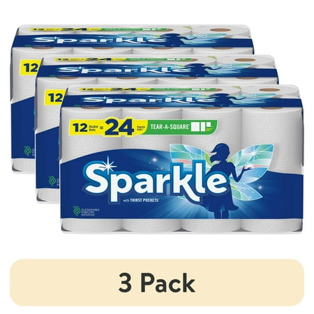 (3 pack) Sparkle Tear-a-Square Paper Towels 12 Double Rolls
