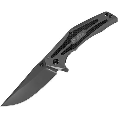 Kershaw Duojet Pocket Knife (8300); 3.25 In. 8Cr13MoV Blade and Steel Handle with Gray Titanium Carbo-Nitride Coating; Carbon Fiber Insert, SpeedSafe Assisted Open; Single-Position Pocketclip; 4.9