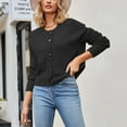 thumbnail image 5 of Women's Lightweight Button Down Cardigan Sweaters Ndbuld Women's Fashion Solid Color Long Sleeve Cardigan Knit Loose Button Coat Black S, 5 of 7