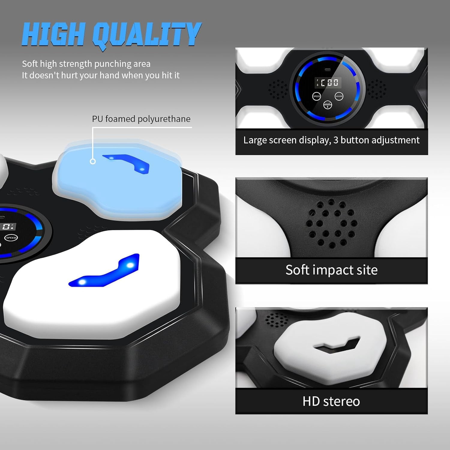 Music Boxing Machine forand Teens Adults, Trainer Equipment with Gloves, Wall-Mounted Boxing Music Workout Machine,Electronic Focus Training for Home,Office