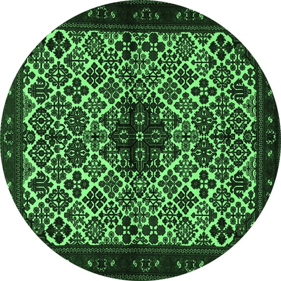 Ahgly Company Indoor Round Persian Emerald Green Traditional Area Rugs, 5' Round