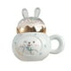 thumbnail image 3 of Taza de cerámica para bebidas, té, 400 ml, con tapa y asa, para café, para mujer y hombre. Blanco, 3 of 9
