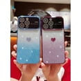 thumbnail image 4 of Compatible with iPhone 15 Pro Max 5g Gradient Glitter Heart Phone Case [Full Camera Lens Protector],Luxury Plating Slim Clear Cover with Side Pattern,Soft Shockproof Protective Bumper (Purple), 4 of 6