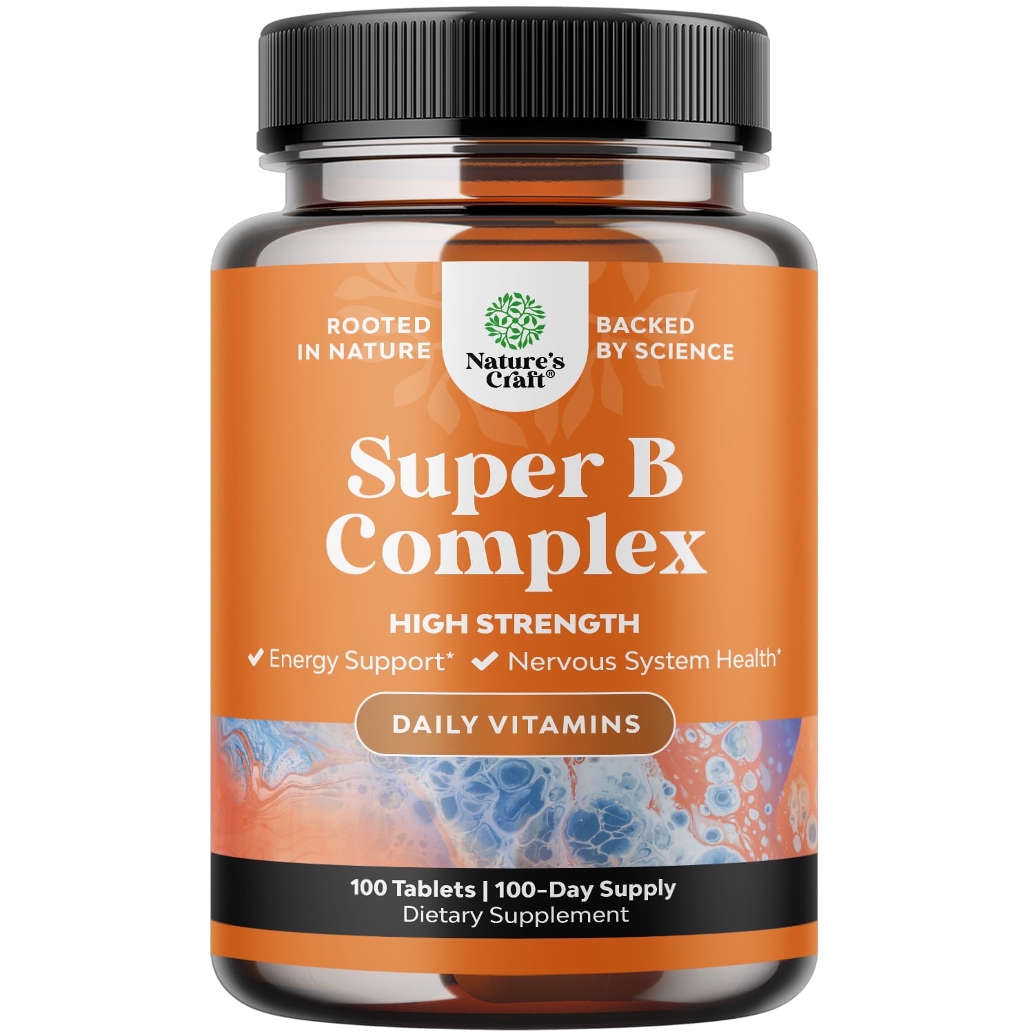Natures Craft Vitamin B Complex Adult Multivitamin for Energy and Immune Support, 100 Tablets
