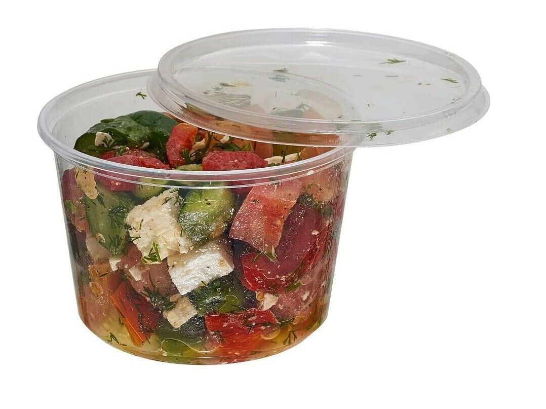 Food Storage Light Weight Deli Containers with Airtight lids Slime Small Round 16oz - 50 Pack
