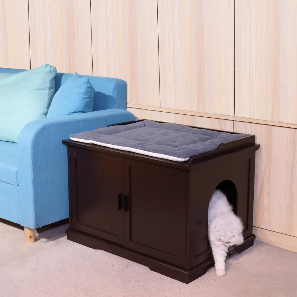 Cat Litter Box Wooden Cabinet Enclosure Hidden Toilet House Furniture Cover Wood 