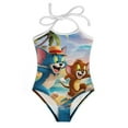 thumbnail image 3 of Tom And Jerry Girls One Piece Swimsuits Summer Beach Bathing Suit Kids Cute Swimwear, 3 of 6