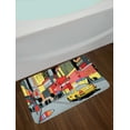 thumbnail image 2 of New York Taxi Bath Mat, Hand Drawn Like Illustration of Times Square View at Night Art Print, Plush Bathroom Decor Mat with Non Slip Backing, 29.5" X 17.5", Multicolor, by Ambesonne, 2 of 2