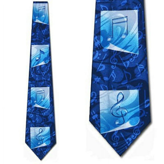 Music Note Panels Blue Necktie Mens Tie by Steven