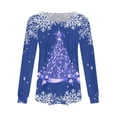thumbnail image 4 of Christmas Shirts for Women Fall Tops Loose Fit Pleated Long Sleeve Shirts Casual Crew Neck Christmas Print Blouse Plus Size Tees, 4 of 5