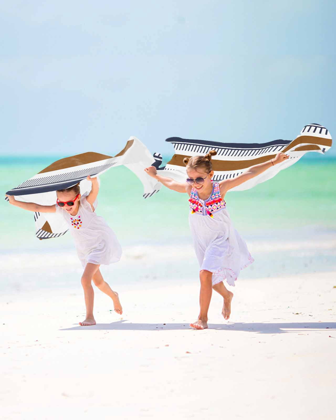 Modern Brown Blue Beach Towels Oversized Super Absorbent, Boho Contemporary Geometric Striped Lightweight Bath Towel Quick Dry Sets For Bathroom/Pool/Rv Camping/Beach Play/Gym Room/Picnic 31"x62"