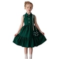 thumbnail image 2 of EnJoCho Girls Summer Dress Pearl Turn Down Collar Boho Beach Tank 𝖲undress Casual Smoc𝗄ed Tiere𝖽 Maxi Dresses 2-8 Years, 2 of 7