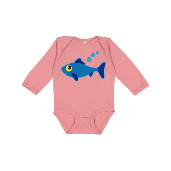 Inktastic Fishing Blue Fish Boys or Girls Long Sleeve Baby Bodysuit
