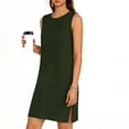 thumbnail image 3 of Tauxra Casual Dress for Women Sleeveless Round Neck Side Slit Solid Color - Soft Stretchy Fabric for Summer Daily Outfit, 3 of 6