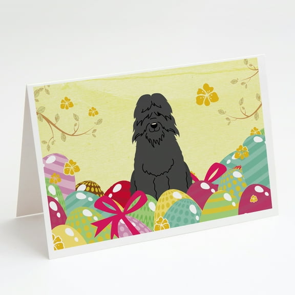 Easter Eggs Bouvier des Flandres Greeting Cards and Envelopes Pack of 8