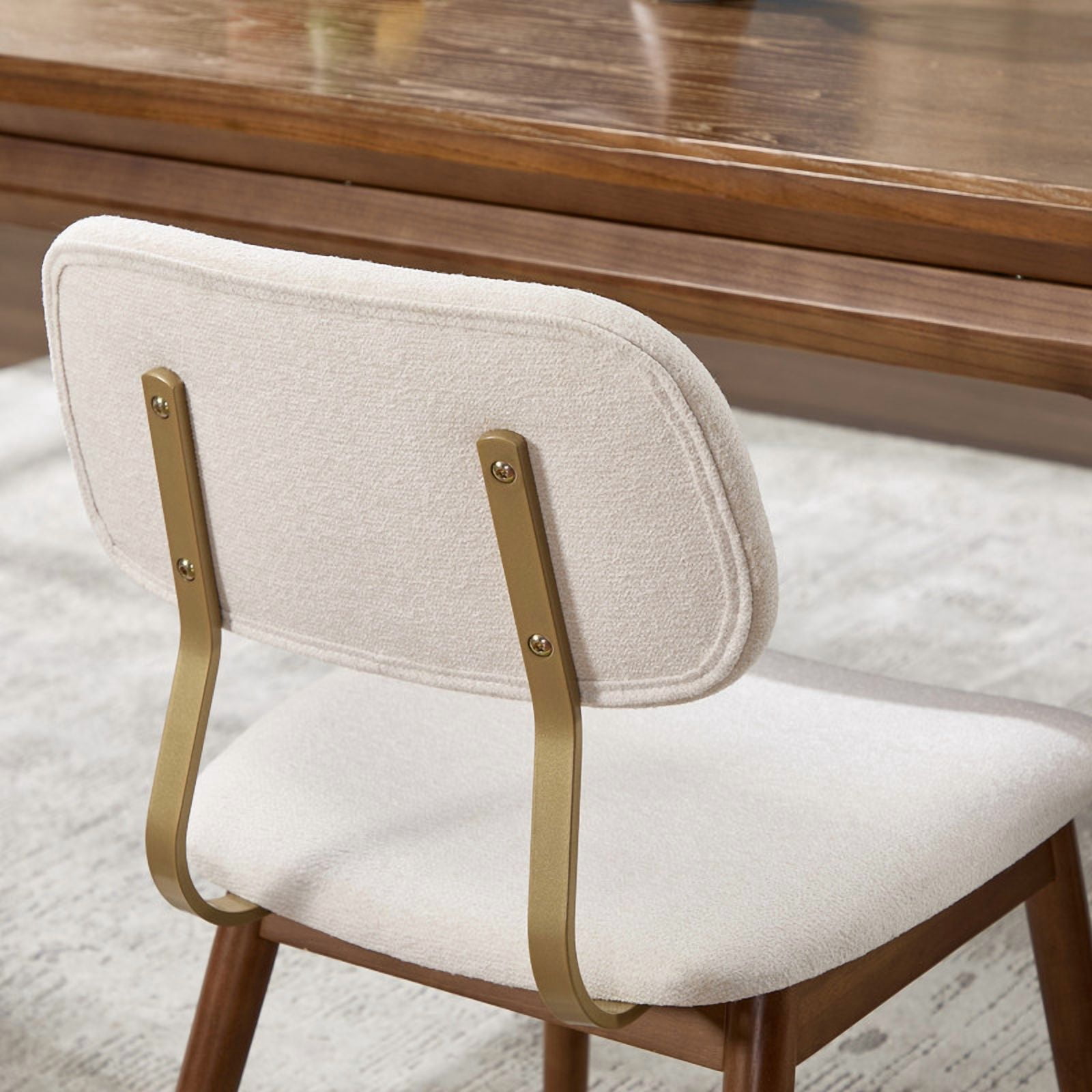 Solid Wood Frame Dining Chairs Set of 2, Modern Fabric Upholstered Armless Kitchen Chairs, Accent Side Dinner Chair