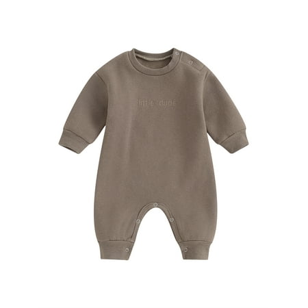 

Baby Boys Jumpsuit Cute Letter Embroidery Long Sleeve Footless Romper