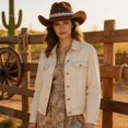 thumbnail image 3 of Hsqqdc Cowboy Hat with Star Band Wide Brim Fedora for Outdoor Events, 3 of 7
