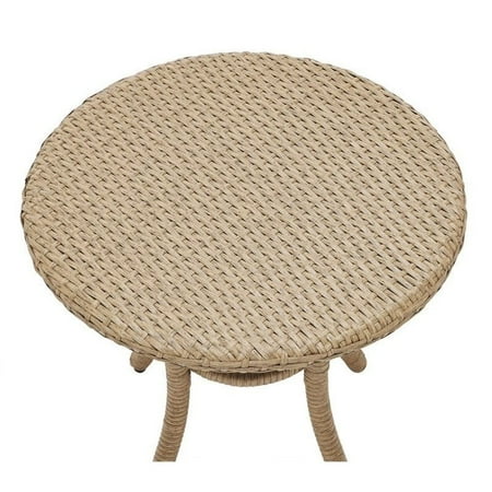 Crosley Palm Harbor Outdoor Wicker Round End Table in Light Brown
