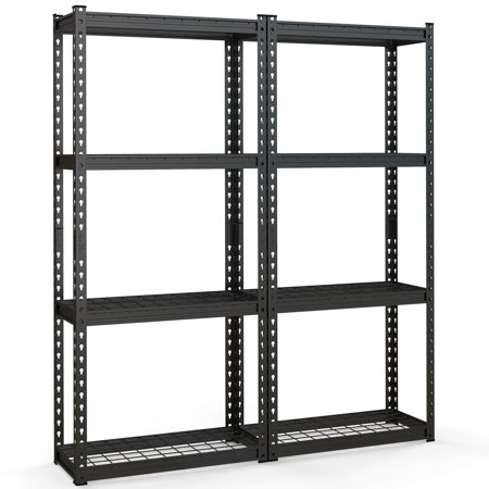 JWRWEF 4-Tier Metal Shelving Unit – Heavy Duty Wire Storage Rack with Adjustable Shelves Anti-slip Foot Pads Sturdy Garage Kitchen & Living Room Organizer Black