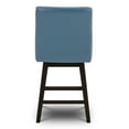 thumbnail image 6 of CHITA 26 inch Upholstered Swivel Faux Leather Counter Bar Stools with Back & Wood Legs Set of 2, Dark Blue, 6 of 9