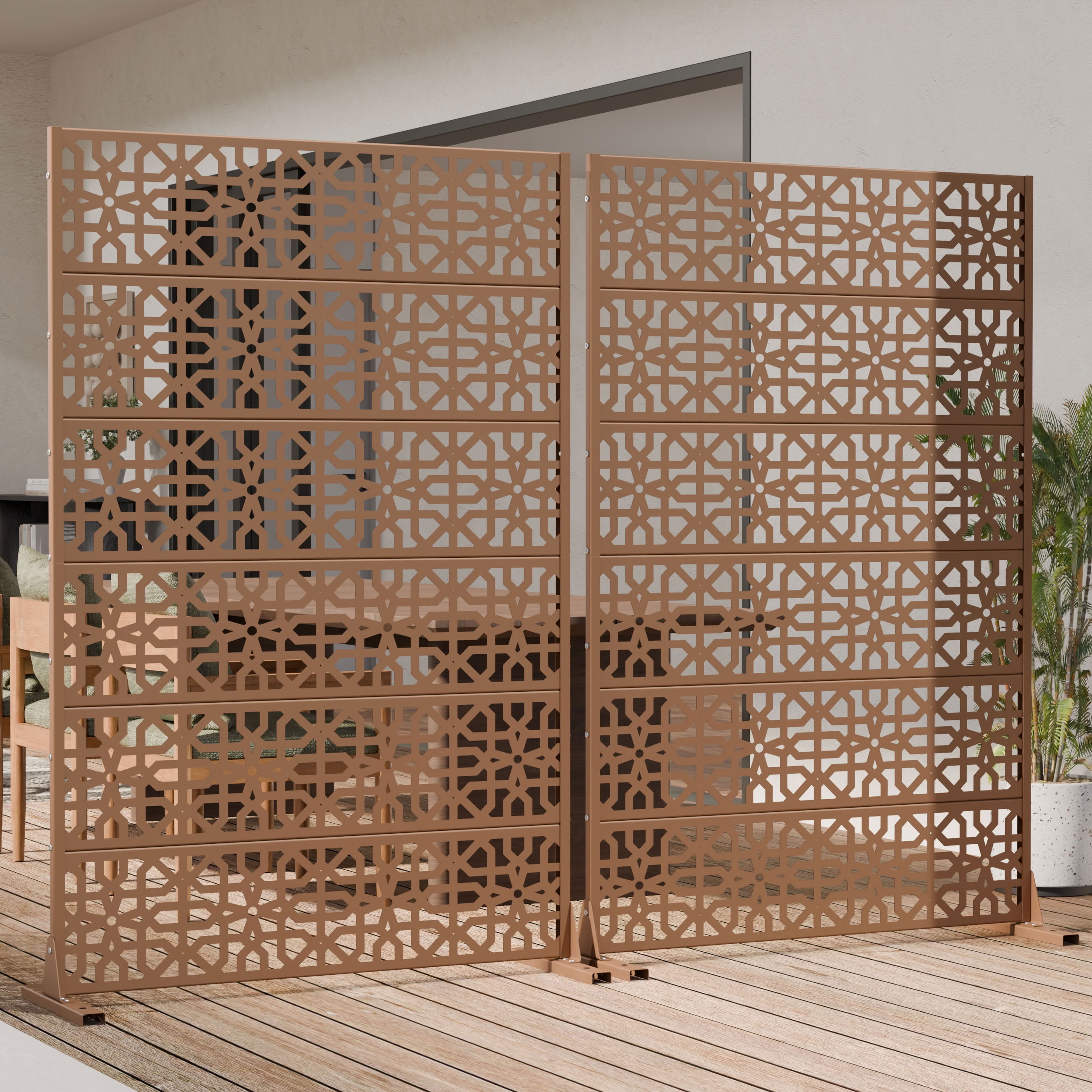 MAYEERTY 6 Panels Outdoor Privacy Screen, Metal Decorative Privacy Fence, 2 pcs Privacy Panel for Patio, Balcony, Backyard, Garden