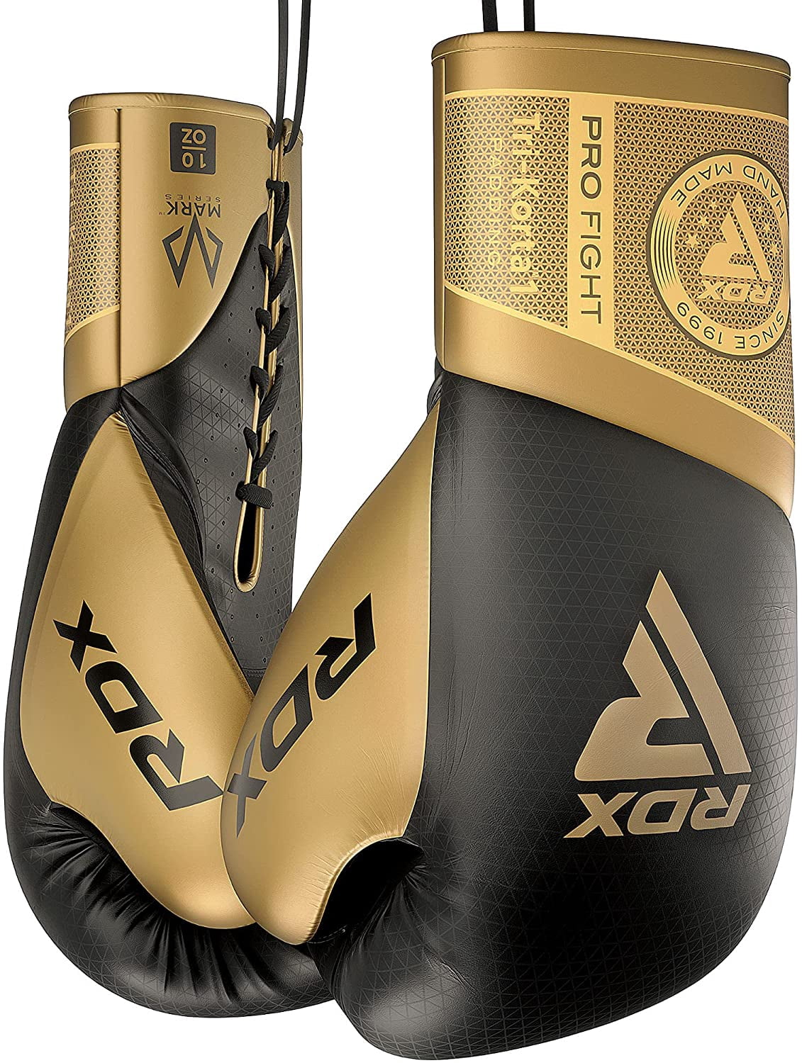 RDX Boxing Gloves for Fighting Muay Thai Mitts, Maya Hide Leather Mark PRO Lace-Up Training Glove for Sparring, Kickboxing, Punch Bags, Focus Pads and Double End Ball Punching