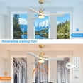 thumbnail image 4 of Sofucor 52" Wood Ceiling Fan with Light and Remote Control, 3 Blades and Reverse Airflow, Brass And Grey, 4 of 12