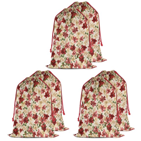 Christmas Bags Drawstring,Multicolor Christmas Floral Pattern Large Xmas Christmas Gift Bags,Reusable for Xmas and New Year Party Favors and Supplies,27.6" X 19.7"