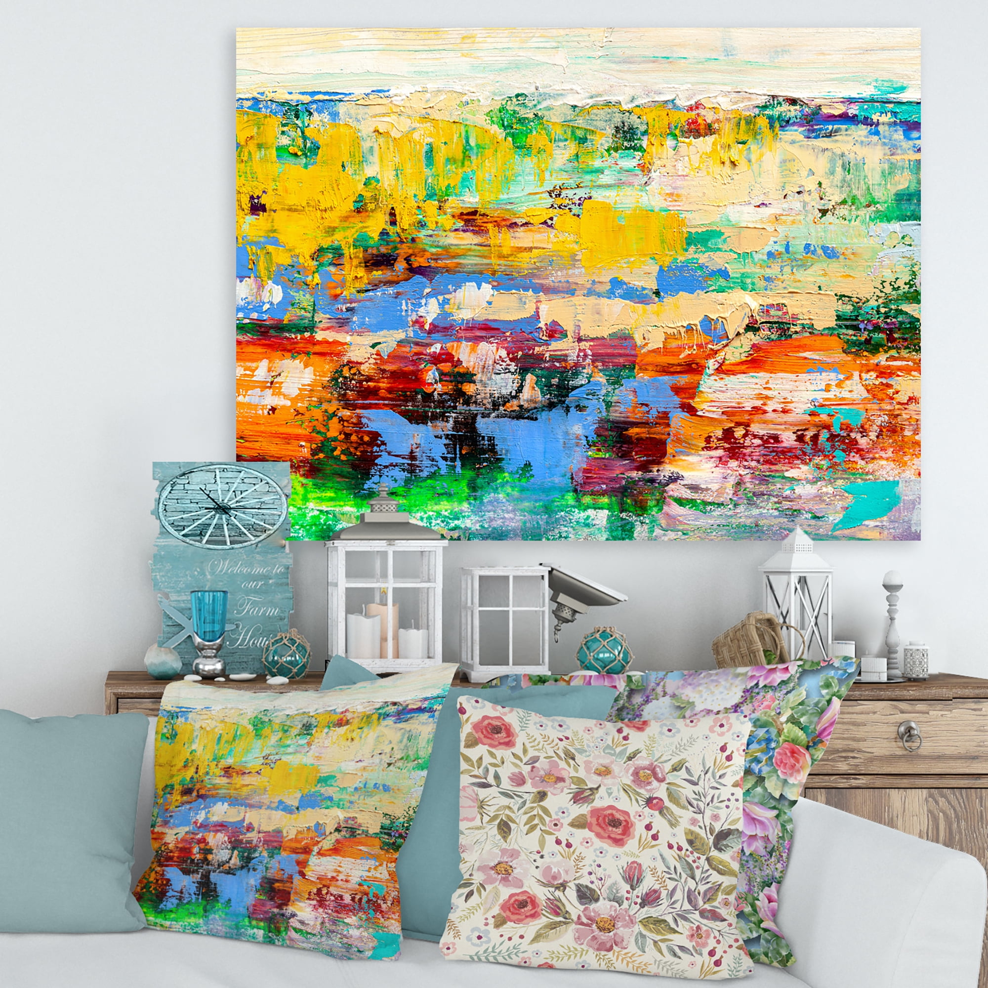 Designart ' Abstract Multicolored Bright Texture Art I ' Modern Canvas Wall Art Print