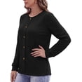 thumbnail image 4 of MOSHU Plus Size Crewneck Sweatshirts for Women Decorative Buttons Long Sleeve Shirts Fashion Pullover Womens Sweatshirts Fall Tops, 4 of 11