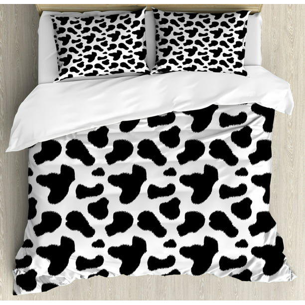 Cow Print Duvet Cover Set Queen Size, Animal Print Bedding Queen Size
