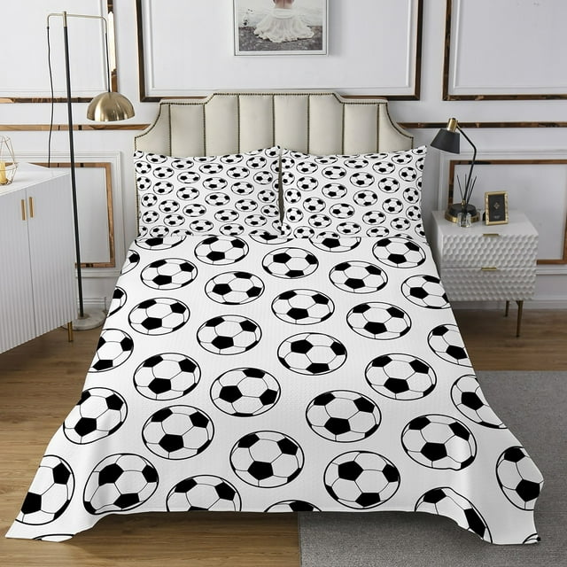 Erosebridal Ensembles de Couvre-Lit de Soccer Dessin Animé Format Simple, Courtepointe de Rugby, Décor Moderne de Joueur de Soccer, 2 Pcs