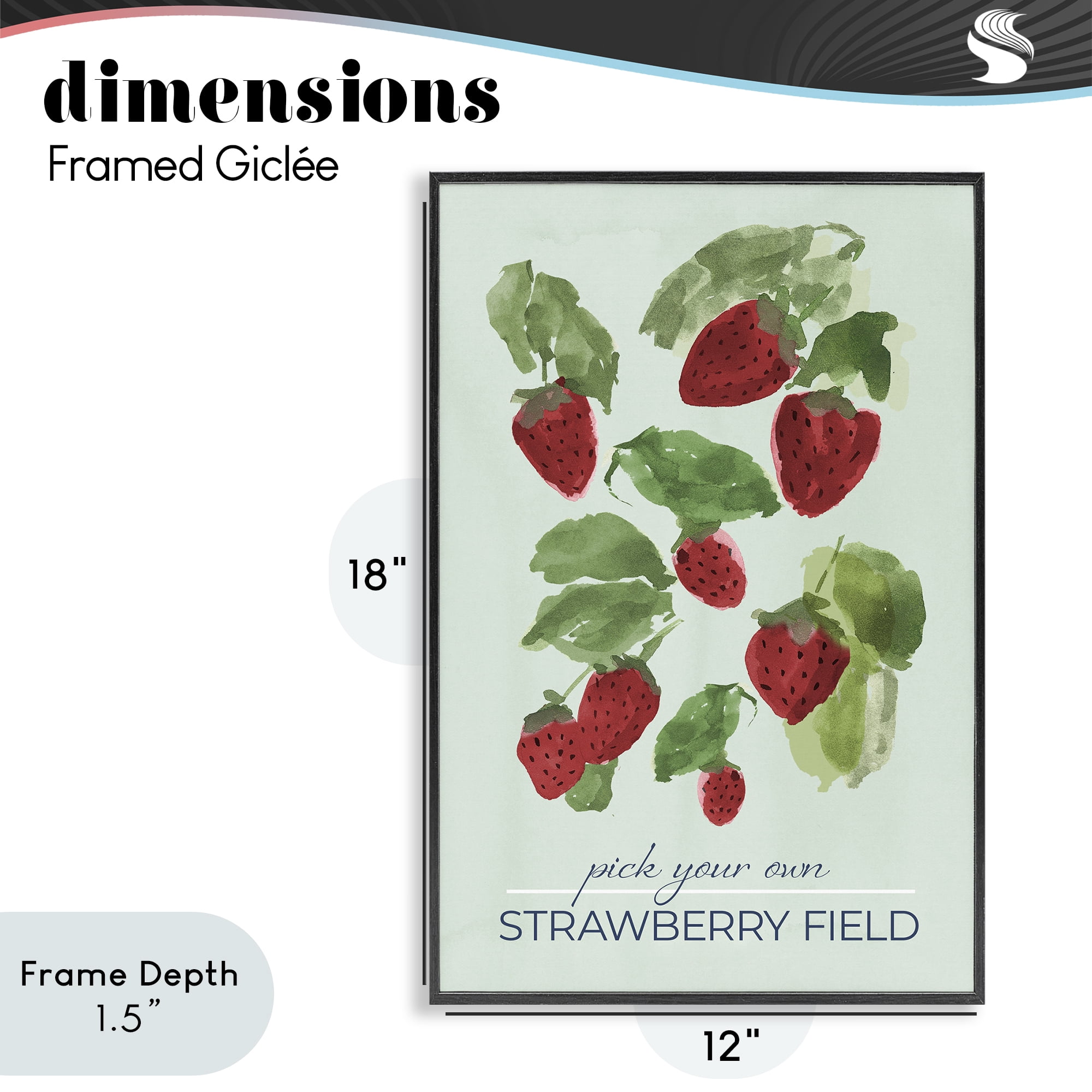 Stupell Industries Strawberry Field Pick Your Own Black Framed Giclee Art, design by Lucille Price