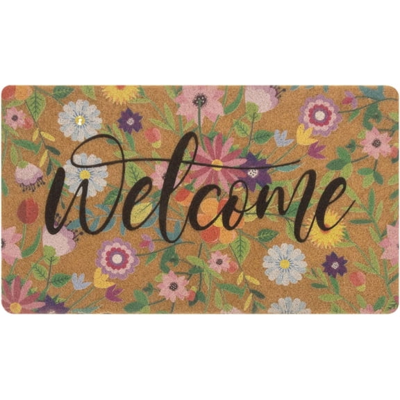 Spring Welcome Door-Mats Floral Coir Doormats - 30"x17"Non Slip Large Indoor Colorful Welcome Doormat for Entryway Outside Yard Home Decoration