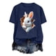 thumbnail image 4 of Tops de Cuello Alto para las Mujeres Amante Impreso Camiseta Cuello Redondo Manga Corta, Poliéster Spandex, 4 of 7