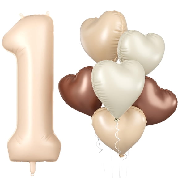 Biapian 40 Inch Light Brown Number 1 Balloon, Caramel Large Number One Balloon