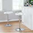 thumbnail image 3 of Charlotte Glam Adjustable Barstool with Swivel in Chrome Metal and White Faux Leather with Rounded T Footrest by LumiSource - Set of 2, 3 of 4