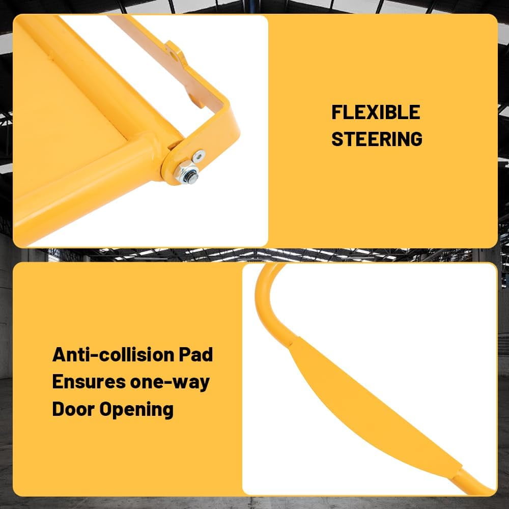 Universal Warehouse Safety Swing Gate, Retractable Manual-Closing Swing Gate for Square or Round Post Mount, Adjustable Metal Safety Gate 24" to 40" Width Opening, Safety Yellow
