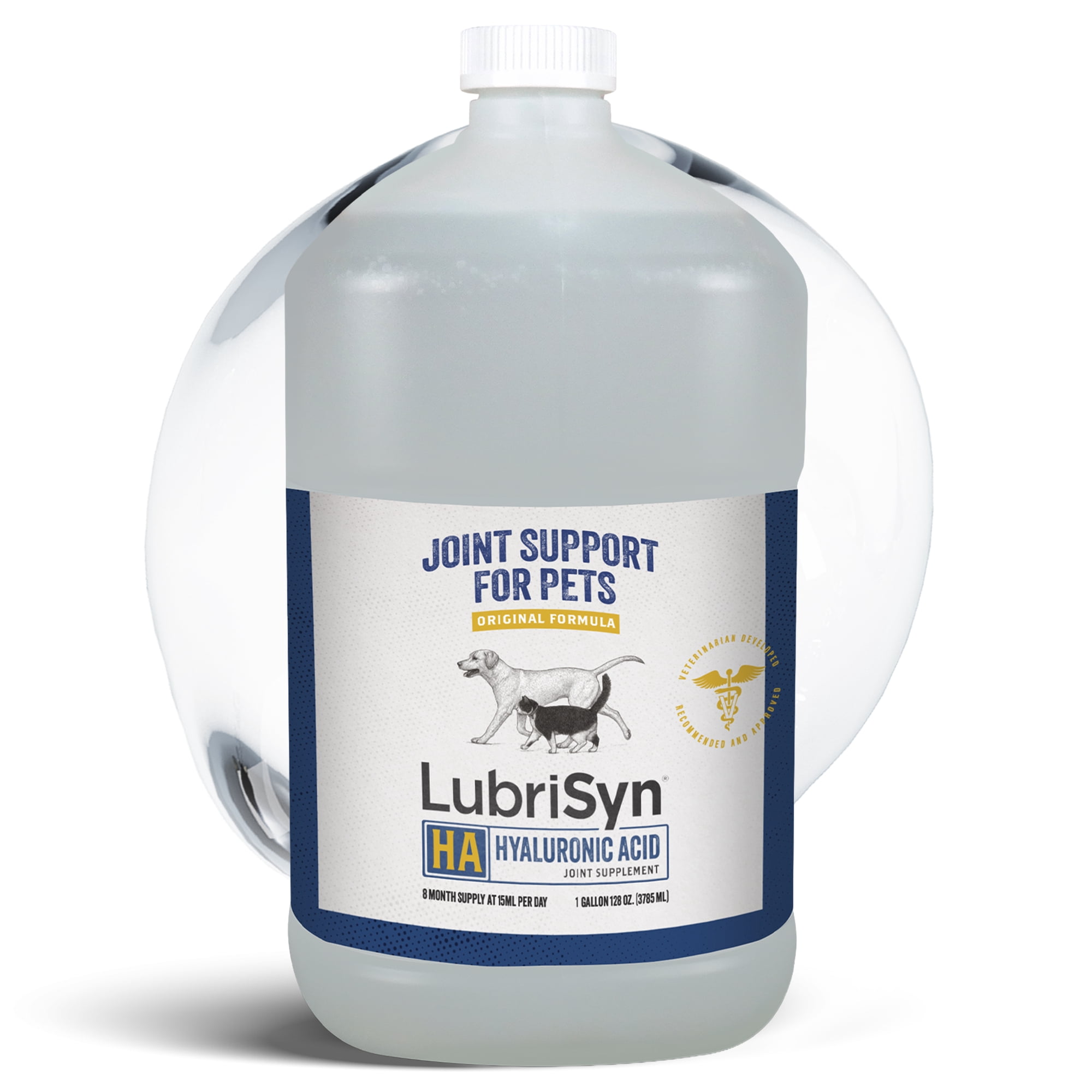 LubriSyn Equine and Pet Hyaluronic Acid Hip & Joint Supplement for Horses, Dogs and Large Animals, Vet-Developed Oral Liquid, Original Formula, Gallon Size, 128 oz