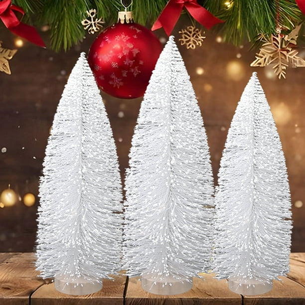 Mini árbol de Navidad para escritorio, decoración blanca para ventana o bar, plegable y portátil para el hogar u oficina, con luces LED y estructura metálica. Ideal para dormitorio o sala de