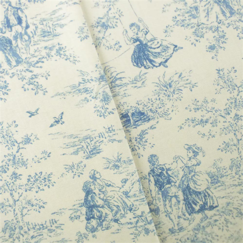 Blue/Ivory P/Kaufmann Toile Print Home Decorating Fabric, Fabric By the