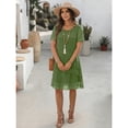 thumbnail image 3 of OYYN Dresses for Women Summer Casual Elegant Layered Chiffon Wedding Guests Midi Dress Short Sleeve Knee Length Cocktail Dresses, 3 of 6
