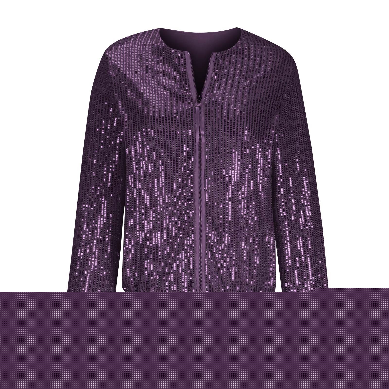 thumbnail image 4 of ClodeEU Women's Sequin Jacket,Long Sleeve Coat with Sequin,Casual Fashion Sequin Jacket Purple,Womens Plus M, 4 of 7