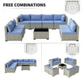 thumbnail image 7 of MRUAKA 9 Pieces Patio Conversation Set, Outdoor Sectional PE Rattan Wicker Furniture Seat,Haze Blue, 7 of 7