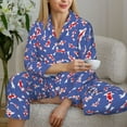 thumbnail image 5 of KLL Beautiful Koi Fish Print Women's Long Sleeve Pajamas with Pants Sleepwear Loungewear 2 Set-Medium, 5 of 7