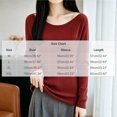 thumbnail image 3 of Xinoom Women Scoop Neck Ribbed Knit Top, Long Sleeve Slim Fit Sweater, Stretchy Form Fitting Knit Shirt for Casual Dating Red,M, 3 of 6